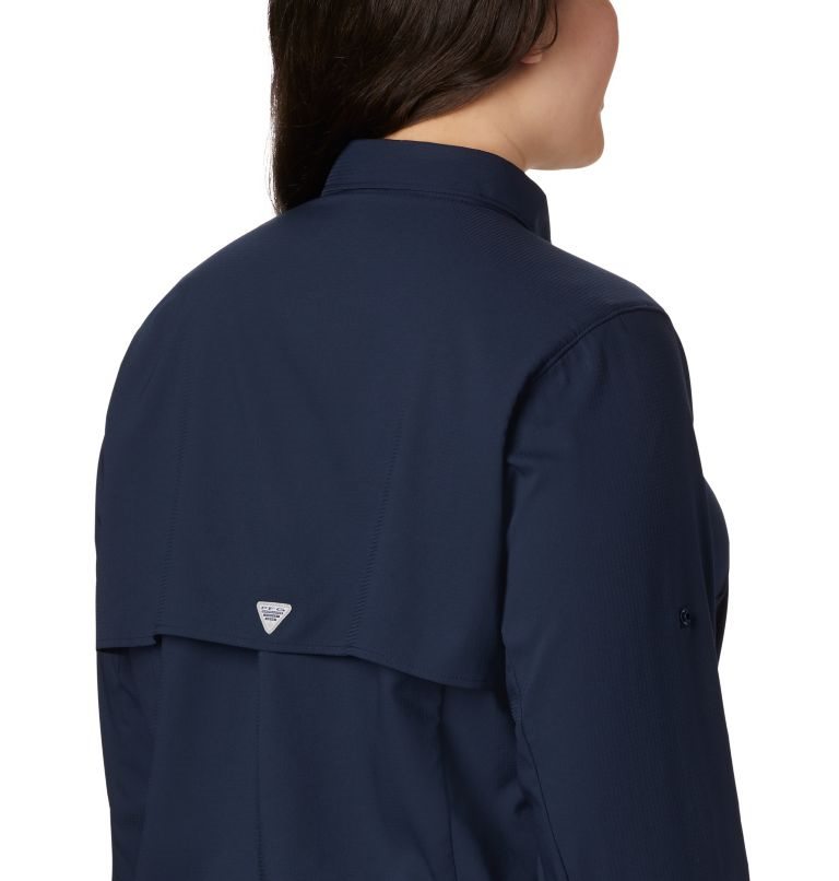Women's Columbia PFG Tamiami II Long Sleeve Shirts Navy | Plus Size CA-V5C18